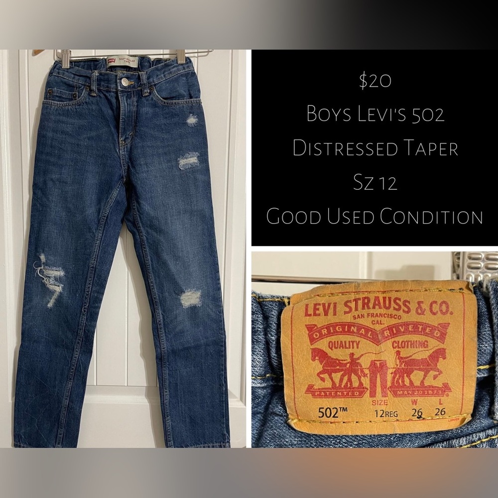 Boys Distressed Levi’s 502 Sz 12